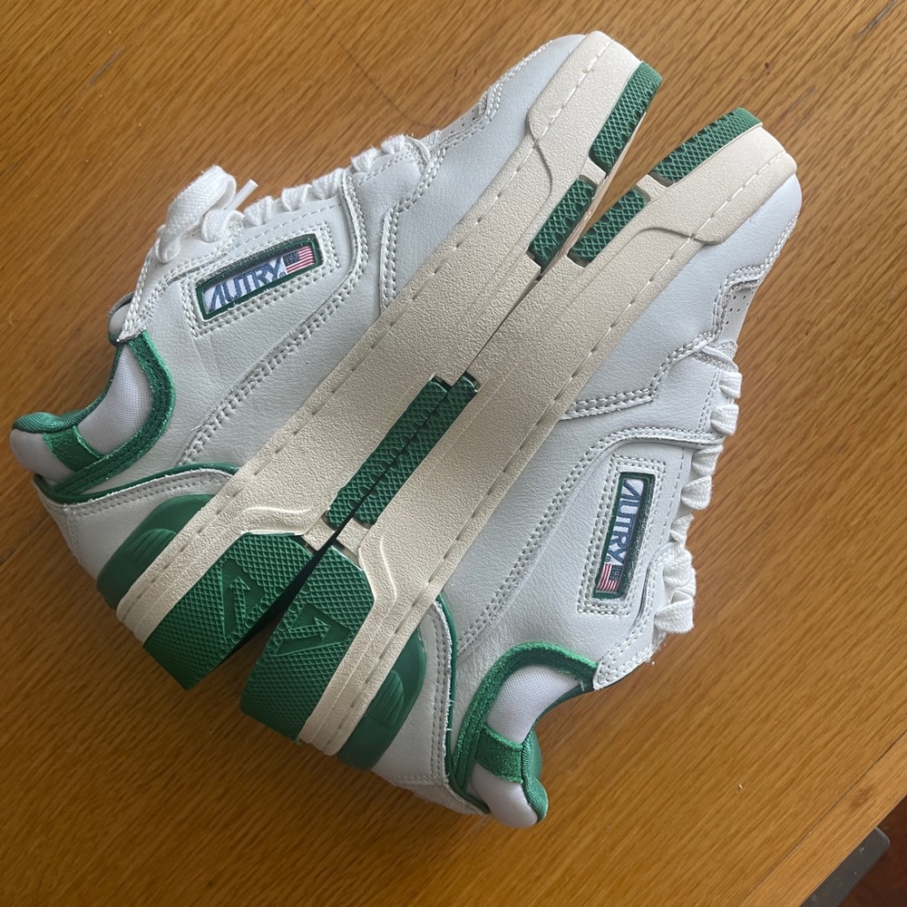 Autry White and Green Sneakers
